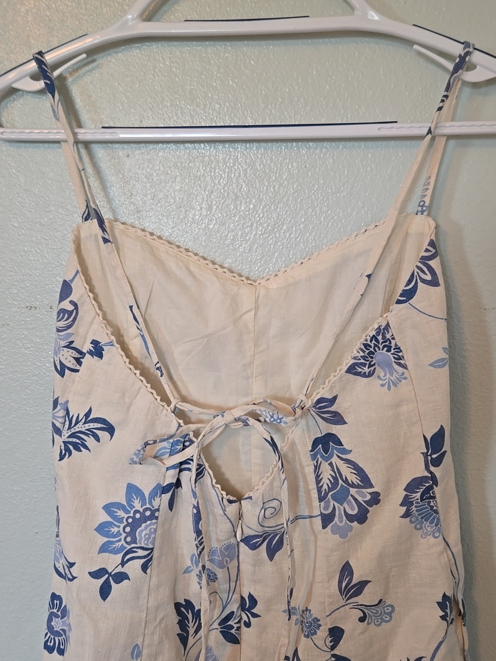 Abercrombie & Fitch | Cream And Blue Floral Linen Blend Mini Dress Size XS - Picture 4 of 10